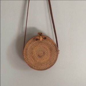Tan Brown Wicker Bag